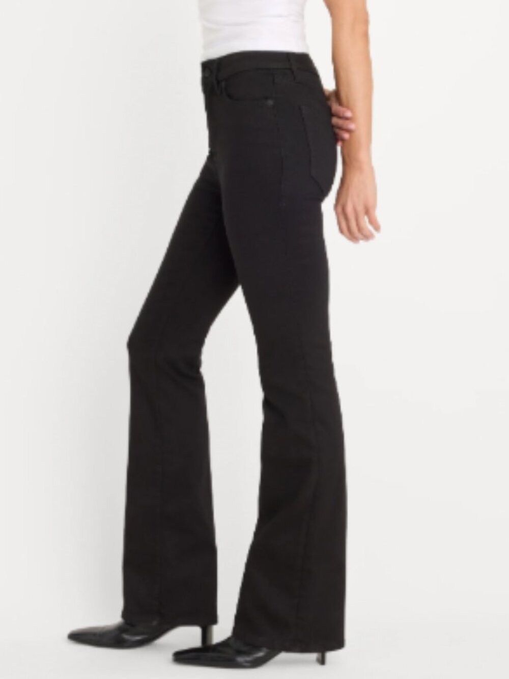 Good American Good Classic Very Black Bootcut flare Jeans High Rise Never Fade